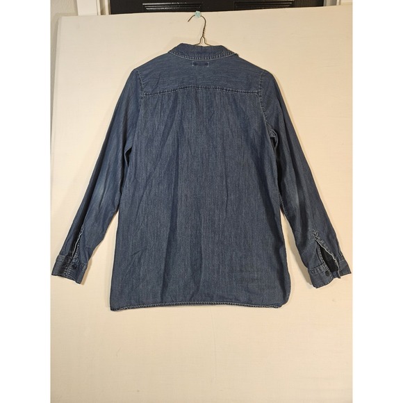 Lot Of 2 Old Navy Lightweight Denim Blue Long Sleeve Button Shirt Women's Small - Picture 6 of 16